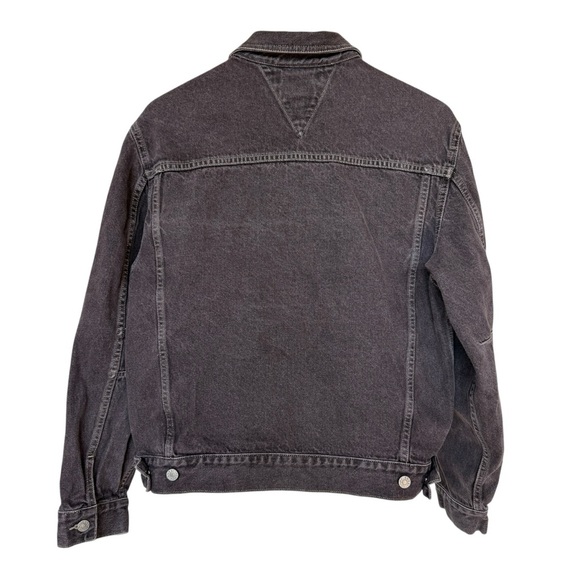 VTG 90’s Tommy Hilfiger Black Wash Denim Jacket Flag Front Detail XL 2000s Y2K - Picture 4 of 10